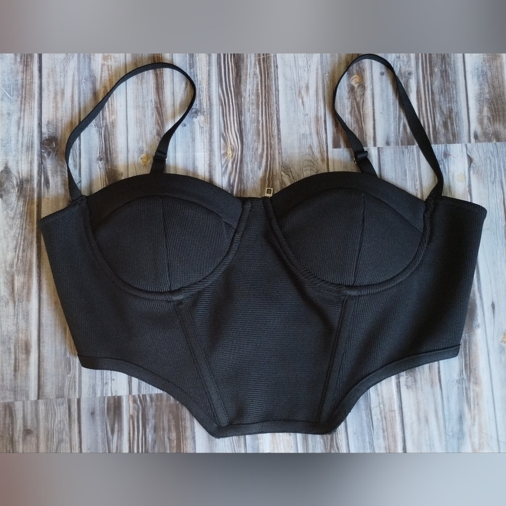Fashion Nova Bustier Corset Top Desing Pattern Size (XL) Black color
